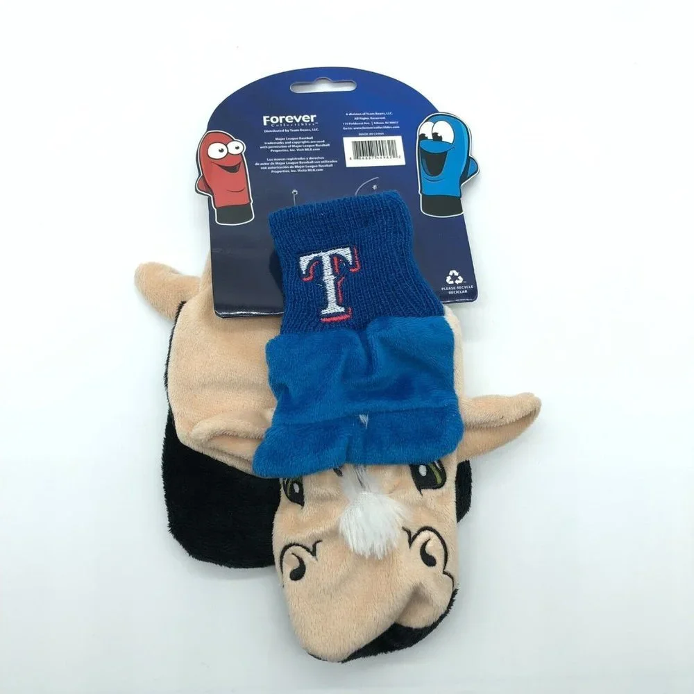 MLB Texas Rangers Mascot Mittens Kids Youth Unisex Plush Blue One Size